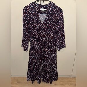 GERARD DAREL Navy Floral Print Dress size 44 (US 12)